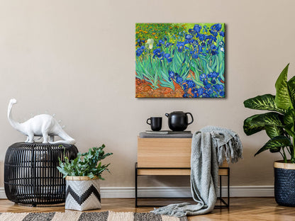 Wieco Art Irises Modern Stretched and Framed Floral Giclee Canvas Print By Van Gogh Famous Flowers Oil Paintings Reproduction Artwork Pictures on Canvas Wall Art for Bedroom Home Decorations
