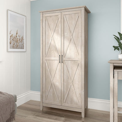 Bush Home Key West Tall Storage Cabinet with Doors in Washed Gray