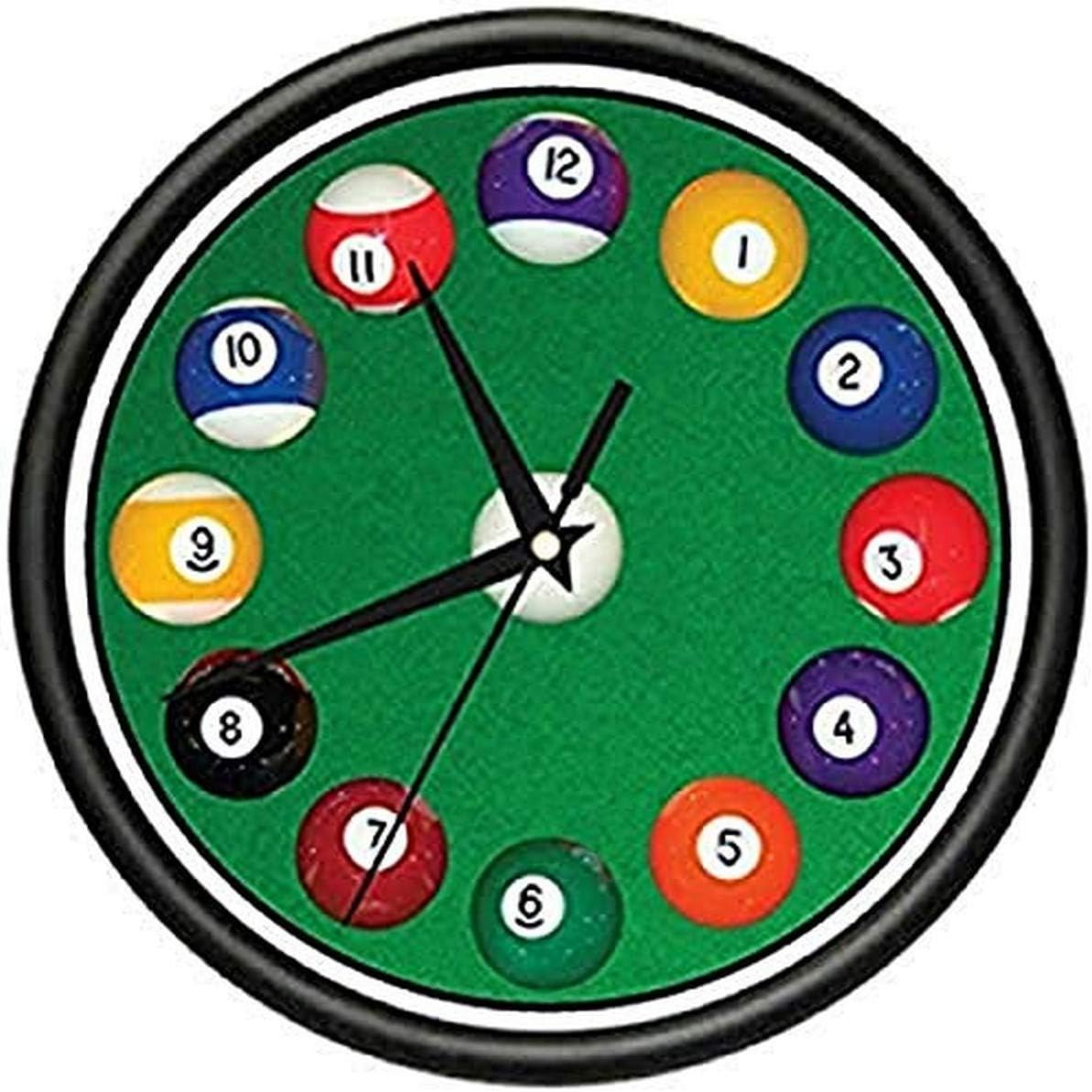 SignMission Pool Balls Wall Clock, Billiards Game Room Cue