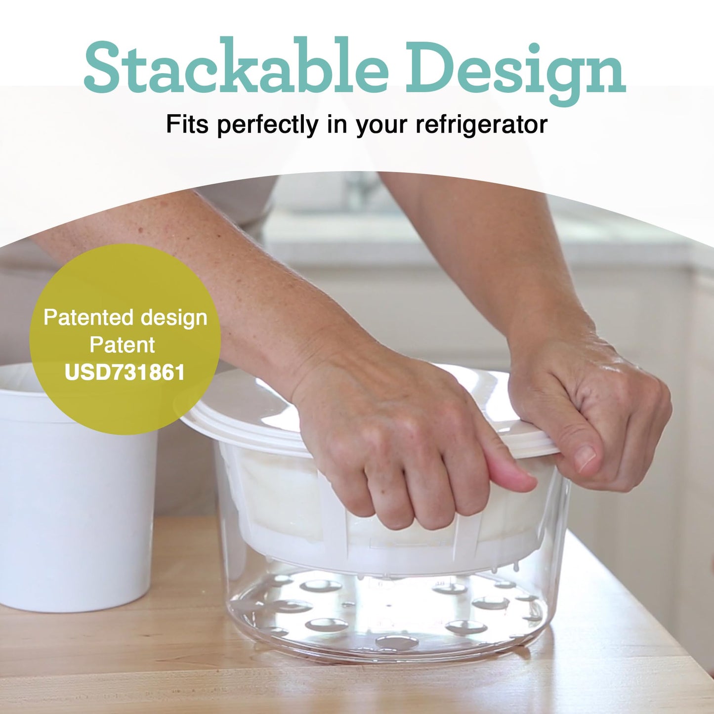 Euro Cuisine GY50 Greek Yogurt Maker with Ultra Fine Mesh Strainer Basket, BPA Free, Patented Greek Yogurt Strainer for Homemade Greek Yogurt (White)