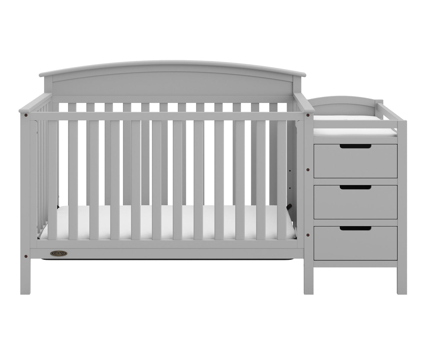 Graco Benton 4-in-1 Convertible Crib and Changer – GREENGUARD Gold Certified, Crib & Changing-Table Combo, Water-Resistant Changing Pad, Converts to Toddler Bed, Daybed and Full-Size Bed (Pebble Gray)