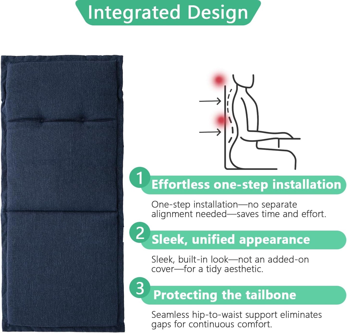 18" 42" 1.5", Set 2, Helios&Hestia Indoor High Back Rocking Chair Cushions with Back Elastic and Ties, Outdoor Dining