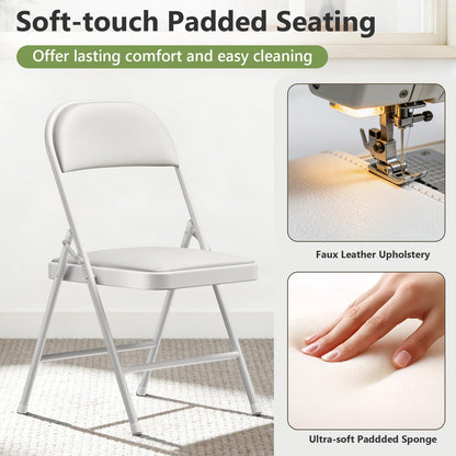 MAKE CHANGES 16 Pack Folding Chairs, PU Leather Folding Dining Chairs with Padded Cushion Seat & Back, Indoor Outdoor Folding Chair Set for Home Office, Parties, Events, Wedding, Extra Guest Seating
