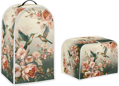Hummingbirds Kitchen Appliance Dust Cover Set, Vintage Flower Toaster and Blender Covers for Kitchen Protection
