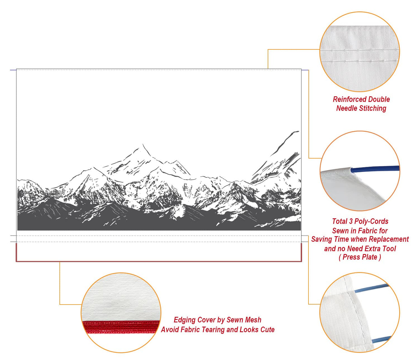 Leaveshade RV Awning Fabric Replacement Camper Trailer Awning Fabric Super Heavy Vinyl Coated Polyester 9'3''(Fit for 10' Awning)-Mountains (Custom Looking)