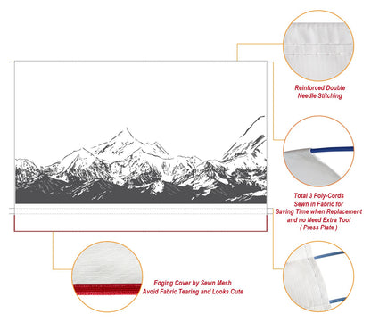 Leaveshade RV Awning Fabric Replacement Camper Trailer Awning Fabric Super Heavy Vinyl Coated Polyester 9'3''(Fit for 10' Awning)-Mountains (Custom Looking)