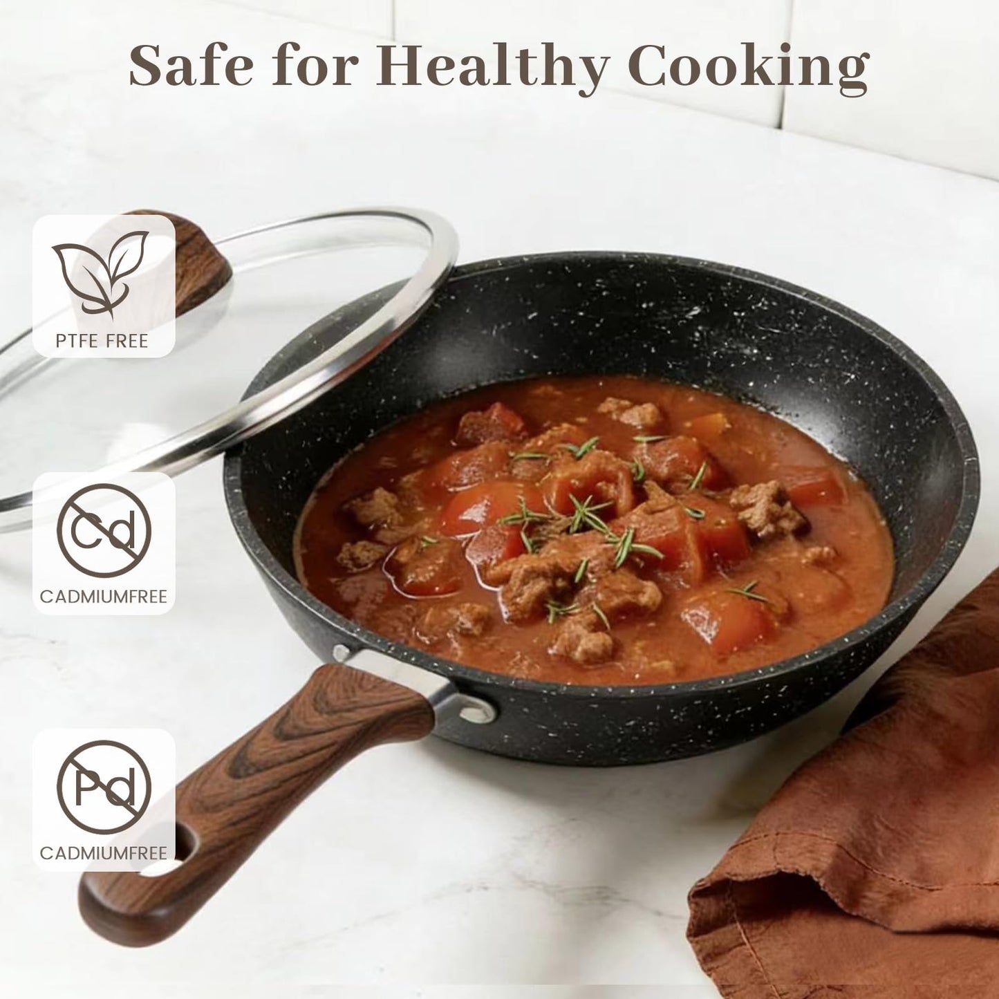 Colourcoco Frying Pans Skillet - 9 Pieces Nonstick Frying Pan Set Includes 3 Sizes (8"/ 10"/ 12"), PFOA Free, Induction & Oven Safe, Easy to Clean for Home Daily Cooking
