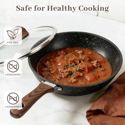 Colourcoco Frying Pans Skillet - 9 Pieces Nonstick Frying Pan Set Includes 3 Sizes (8"/ 10"/ 12"), PFOA Free, Induction & Oven Safe, Easy to Clean for Home Daily Cooking