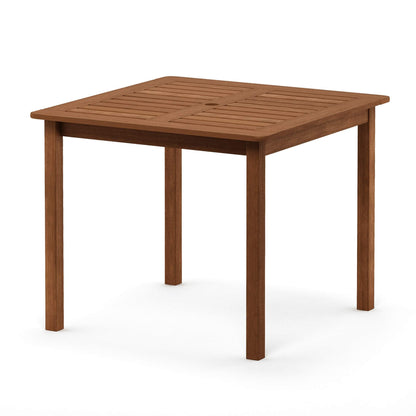 Furinno FG18006 Tioman Hardwood Patio Furniture Square Table with Umbrella Hole, Natural, 35.4"D x 35.4"W x 29.2"H