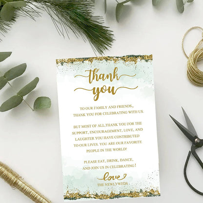 TENTADO 50 Wedding Thank You Place Cards, Thank You Table Sign for Wedding Reception, 4X6 inch