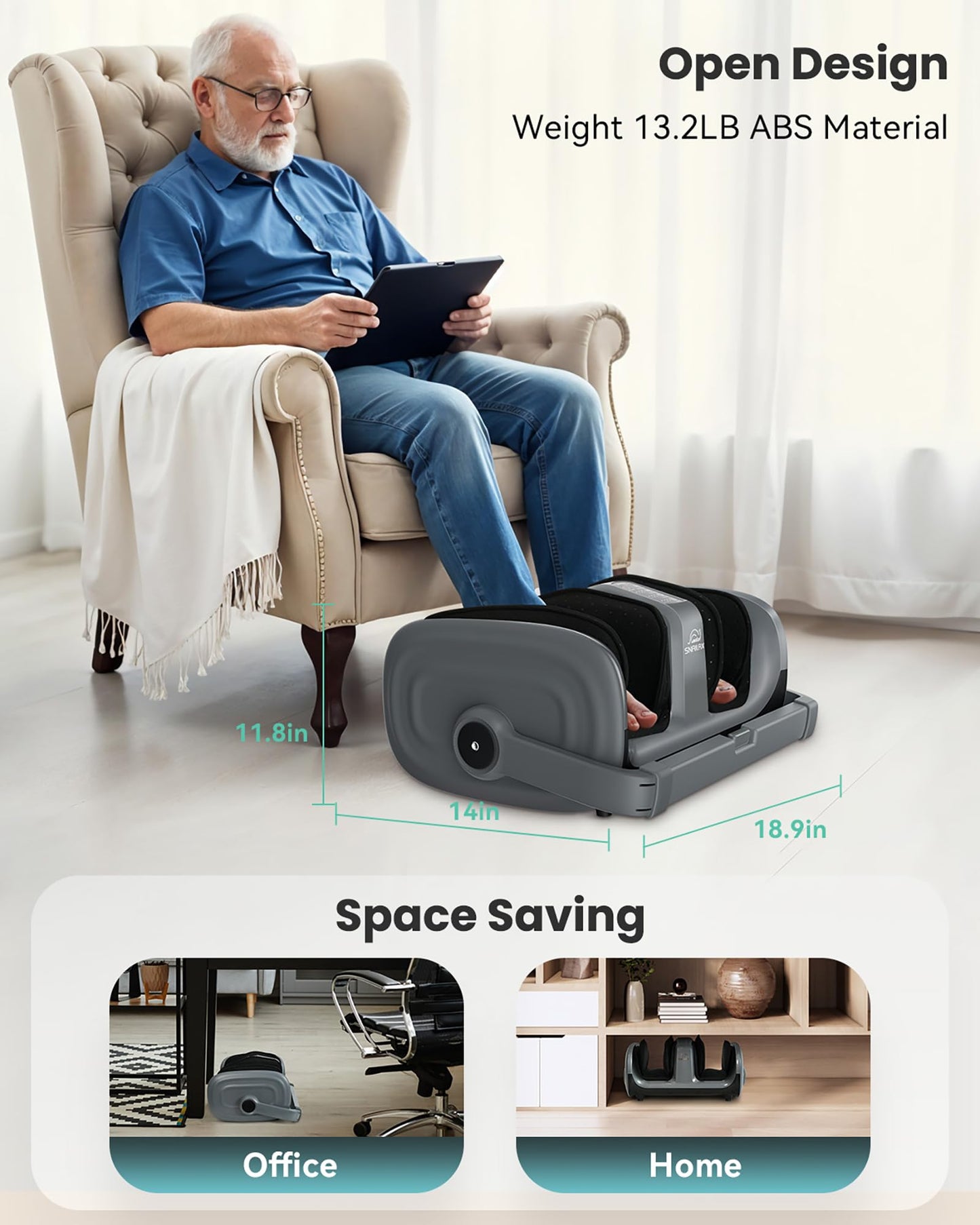 Snailax Foot Massager with Heat, Shiatsu Feet and Calf Massager Machine for Plantar Fasciitis, Neuropathy, Improve Circulation, Foot Leg Massager, Gifts(Without Remote Control)