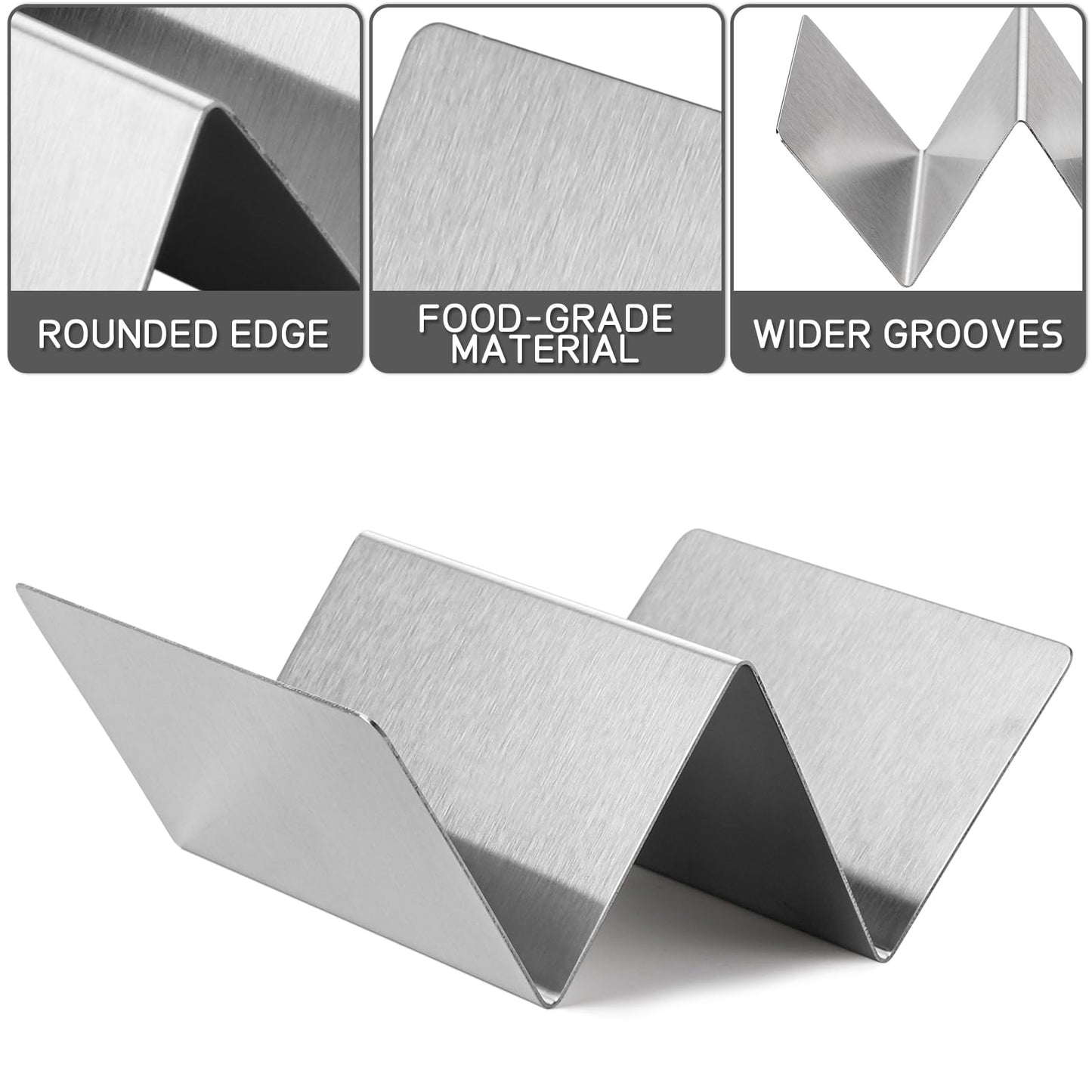 Taco Holder Set of 4 Stainless Steel Taco Holder Each Metal Taco Stands for 2 Tacos, Dishwasher Microwave Safe (Set of 4)