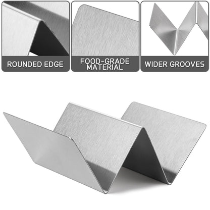 Taco Holder Set of 4 Stainless Steel Taco Holder Each Metal Taco Stands for 2 Tacos, Dishwasher Microwave Safe (Set of 4)