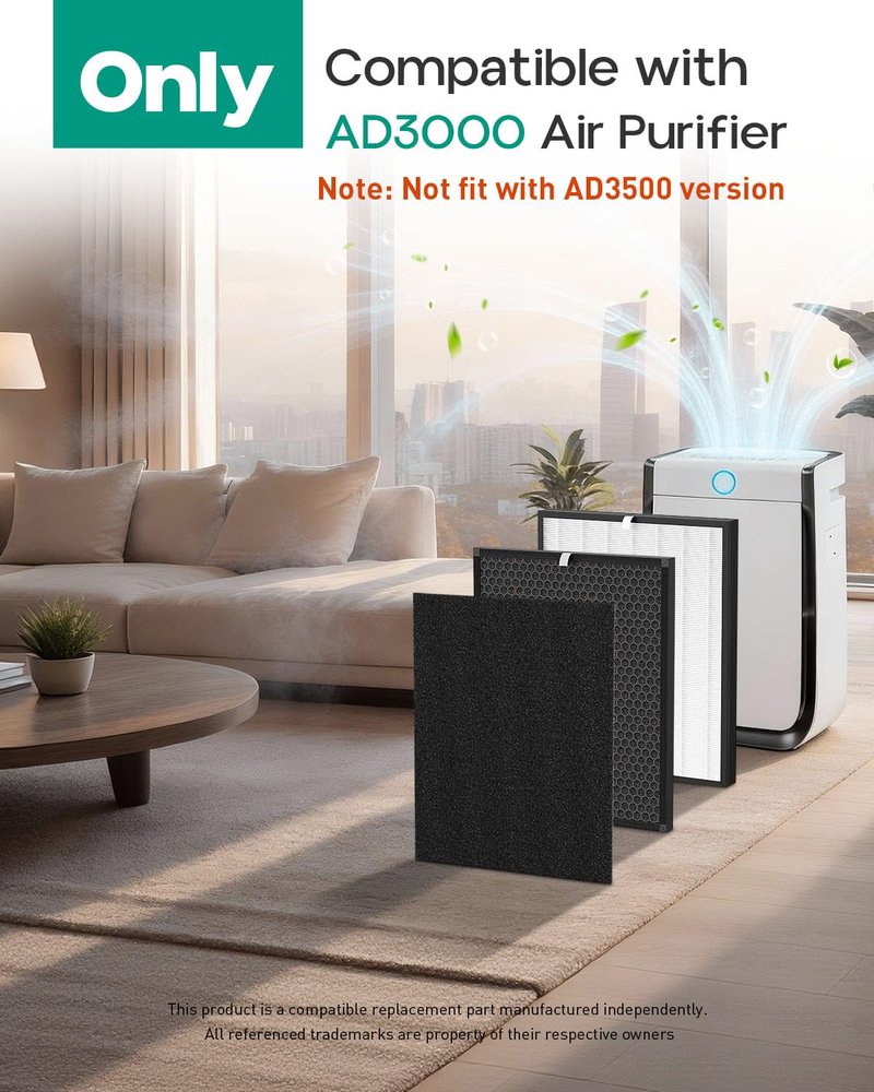 Elnuliros Replacement Filter Compatible with AD3000 AD3000M AD3000Pro Air Cleaner Puri-Fier, Not for AD3500 Version, Include 1 Premium Filter + 1 Carbon Filter + 4 Pre-Filters