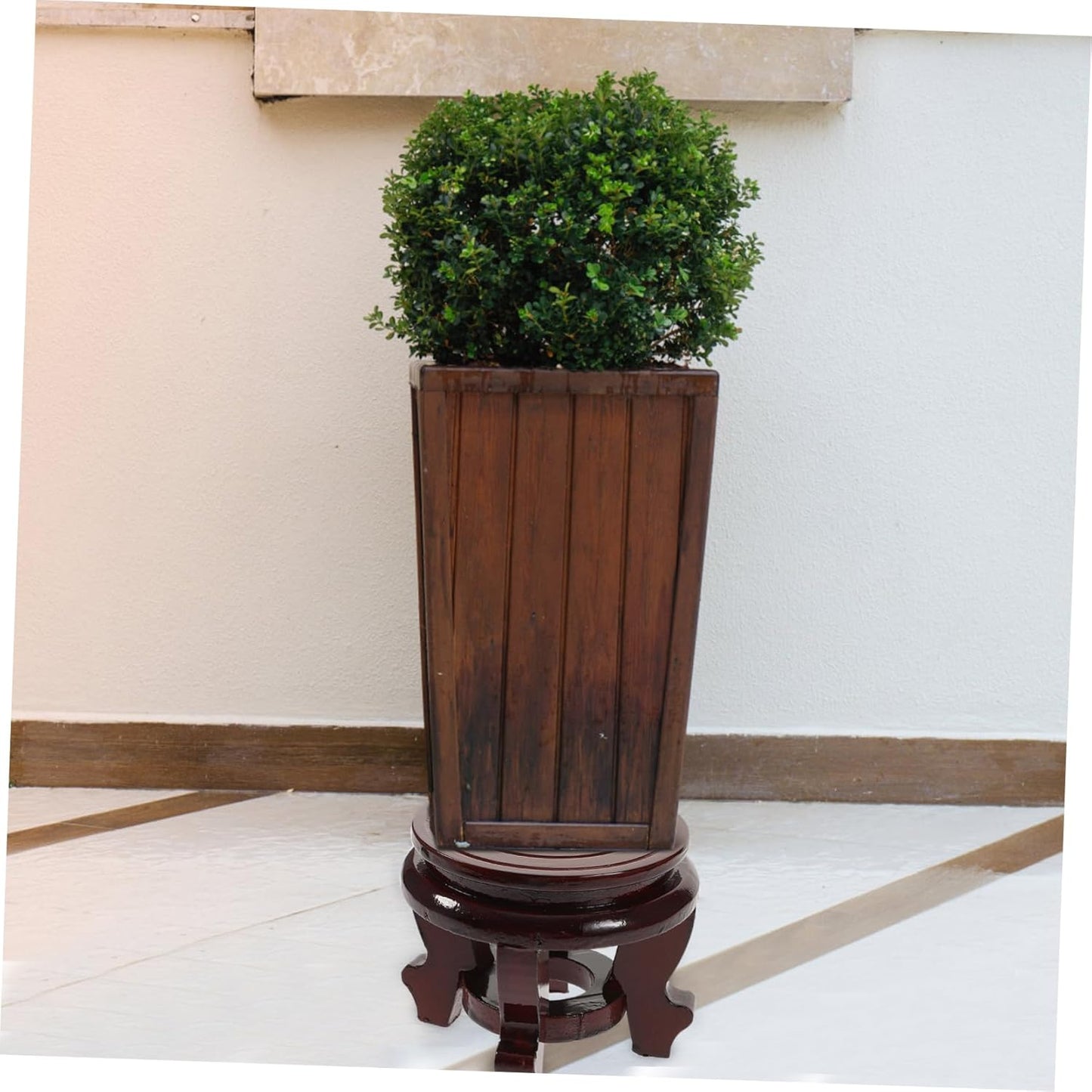 Wooden Flower Pot Base, Asian Wooden Vase Stand, Mini Bonsai Storage Rack for Potted Plants