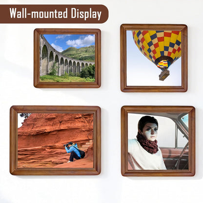 12x12 8x8 6x6 Square Walnut Wood Picture Frame with Tempered Glass Double Mat for or Photos, Handcrafted Natural Wood
