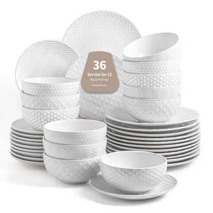 36-Piece Dinnerware Set for 12,Transform Your Table with Stylish Plates & Bowls,Ideal for Hosting, Entertaining & Special Occasions, Dishwasher Safe