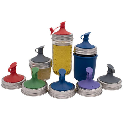 Deep Blue Oil Cruet Pour Spout Silicone Insert for Mason Jars (2 Pack, Regular Mouth)