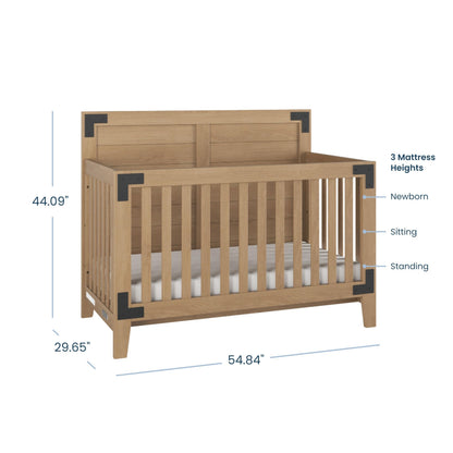 Child Craft Lucas Design 4-in-1 Convertible Baby Crib Nursery Furniture Set - Baby Bed, Toddler Bed and Full Size Bed, 3 Adjustable Mattress Positions, Real Wood, Baby Safe Finish (Nutmeg)