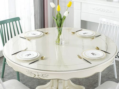 Deep Dream 1.5mm Thick 54 Inches Clear Round Table Protector, Round Table Cover, Tablecloth Protector, Table Protector for Dining Room Table & Office