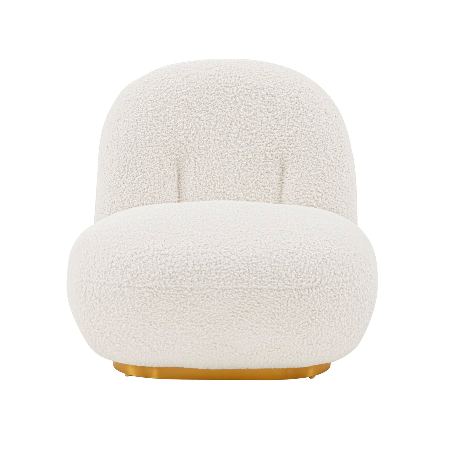 Manhattan Comfort Edina Modern Accent Chair in Luxurious Boucle Upholstery with High Density Foam Padding & Wood Frame with Gold Metal Base, Living Room Seating, White