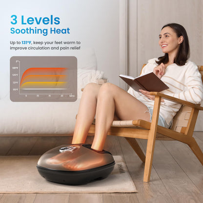 RENPHO Foot Massager Machine with Heat [2026 Upgraded], Shiatsu Foot Massager for Plantar Fasciitis, Foot Massager Machine for Women, Wireless Control, True Full Foot Massager, Up to Size 14, BK