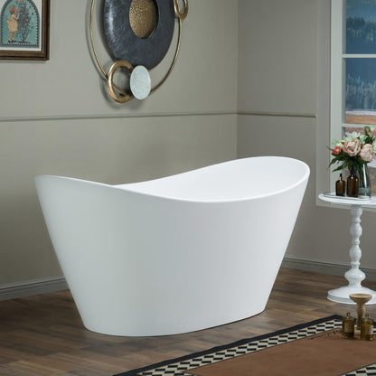 WOODBRIDGE 67 in. x 31.5 in. Stone Resin Luxury Contemporary Solid Surface Freestanding Bathtub in Matte White