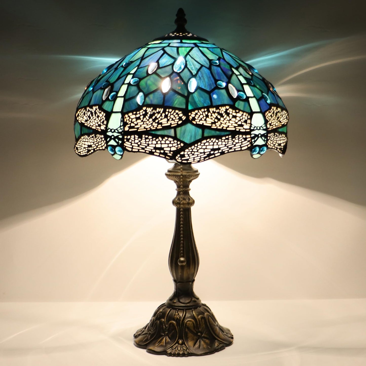 LXHCYOU Table Lamp Base Replacement, Dark Bronze Finish, Resin, 6.5x19 Inch, Fit for 8, 10, 12 Inch Tiffany Style Stained Glass Lampshade (W6.5X19 inch)
