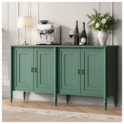 JOINICE 59" Sideboard Buffet Cabinet with Storage,Vintage Credenza with Adjustable Shelves & Solid Wood Legs,Accent Cabinet for Living Room,Dining Room,Kitchen,Bar,Entryway,Hallway,TV Console,Green