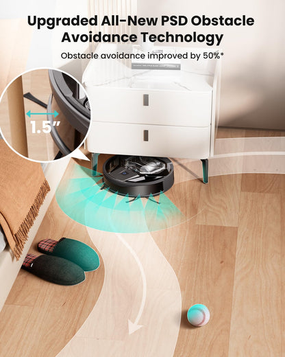 Lefant M320 Robot Vacuum Cleaner, Carpet Detection, 6,000 Pa Suction, Low Noise, 800ml Visible Dustbin, 210 Mins Runtime, Self-Charging, Works with Alexa, Ideal for Hard Floor, Pet Hair, Black