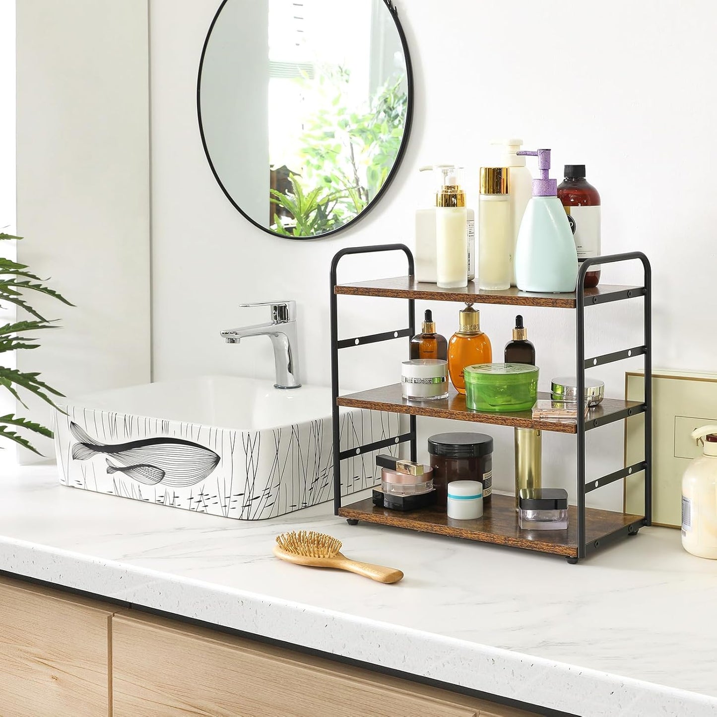 Set 2 3-Tier Counter Countertop Counter TWJ001H-2 IBUYKE of Bathroom Organizer, Tray Storage Shelf, Kitchen Spice Rack