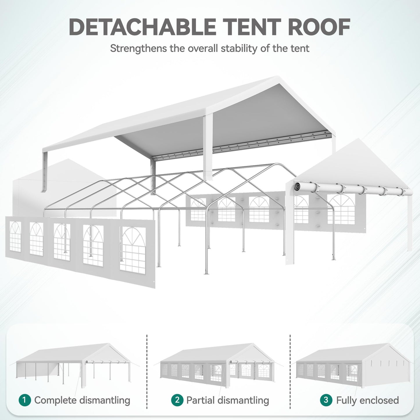 YITAHOME 20x33FT Heavy Duty Party Tent Outdoor Wedding Event Shelters Upgraded Galvanized Canopy with Large White Roof, Removable PVC Sidewalls & 3 Storage Bags carpa para Fiestas