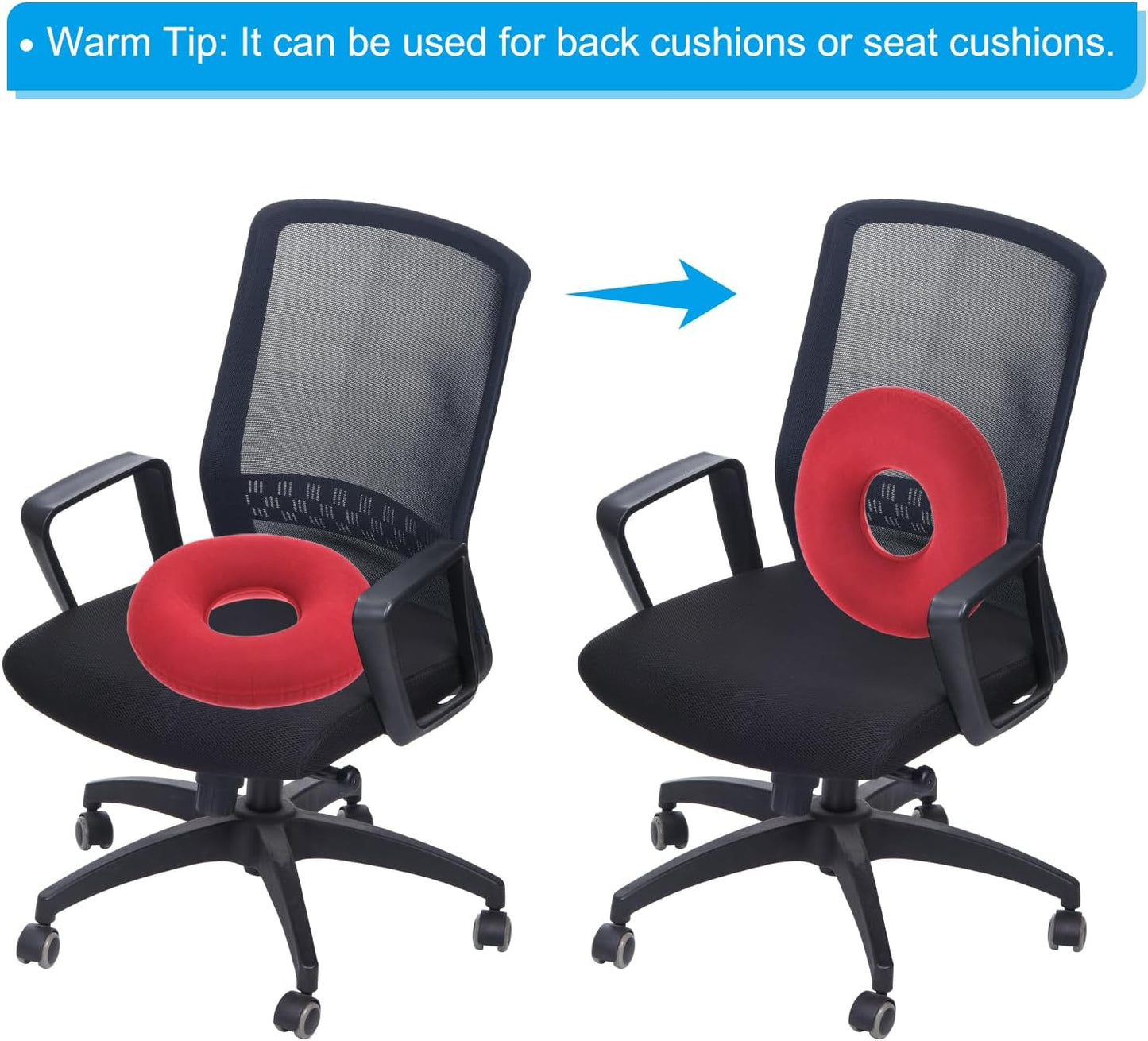 PATIKIL Portable Inflatable Seat Cushion, Donut Chair Pillow with Pump for Home, Office, and Car Use