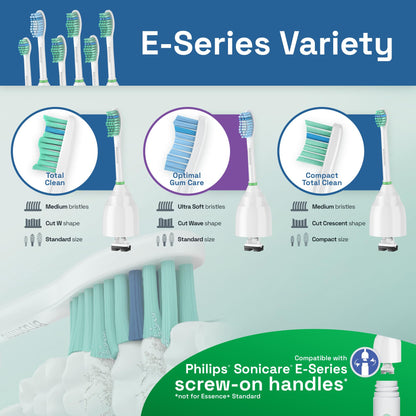Brushmo e-Series Electric Sonic Toothbrush - Rechargeable Screw-On Electronic Tooth Brush for Adults with 3 Modes & Timer - IPX7 Waterproof, Long-Lasting Battery & Wireless Charging Base - White
