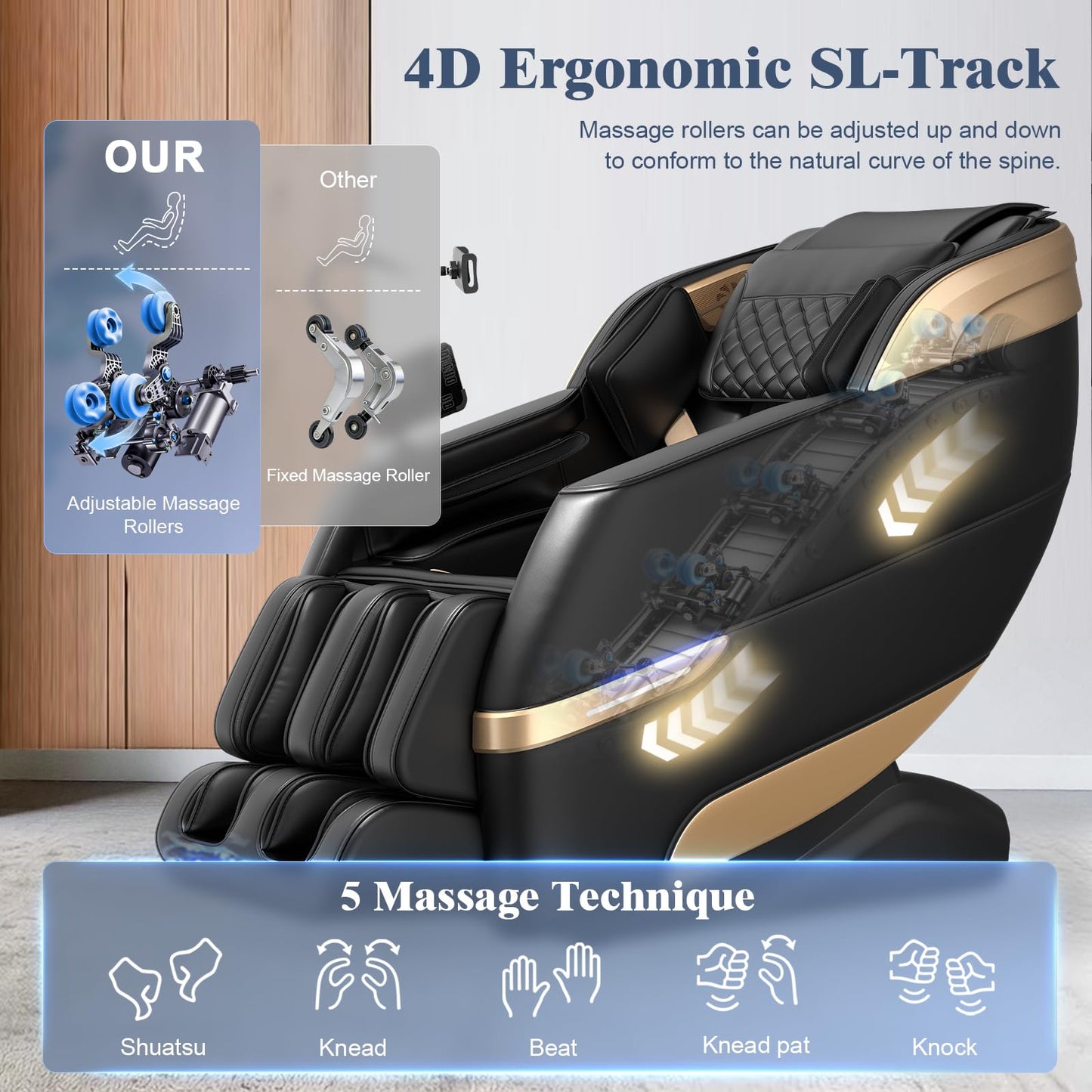 YONISEE 4D Massage Chair Full Body, 2026 Zero Gravity SL-Track Shiatsu Massage Recliner with Body Scan, AI Control, Heating, Airbags, Foot Rollers, Bluetooth Speaker, Led Light for Home and Office