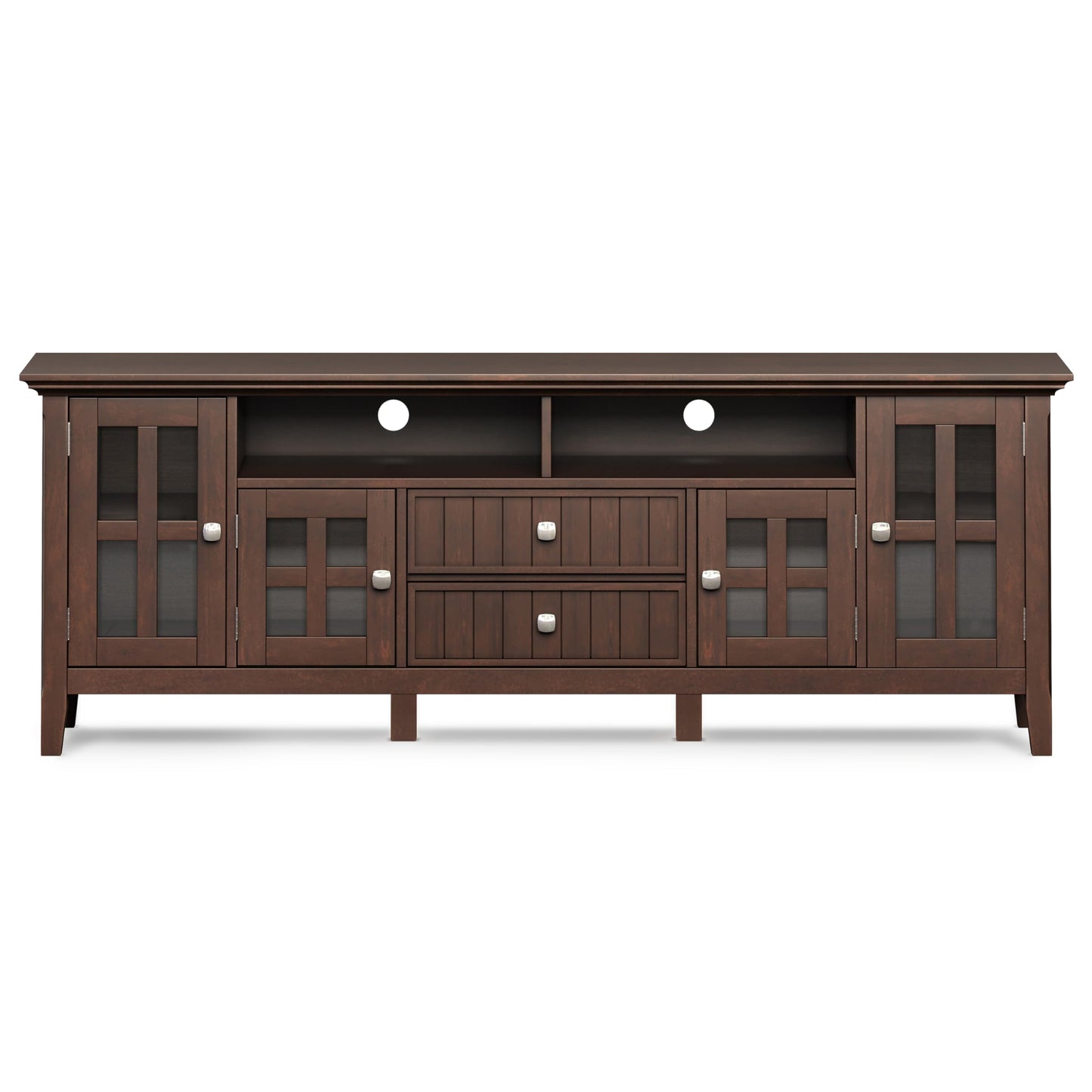 SIMPLIHOME Acadian TV Stand - 60 inch Wide Solid Wood Media Console in Black, Transitional Entertainment Center for Living Room for TVs up to 65 Inches with Glass Cabinets, Drawers and Shelves