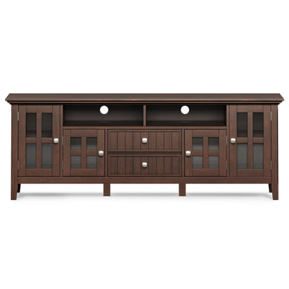 SIMPLIHOME Acadian TV Stand - 60 inch Wide Solid Wood Media Console in Black, Transitional Entertainment Center for Living Room for TVs up to 65 Inches with Glass Cabinets, Drawers and Shelves