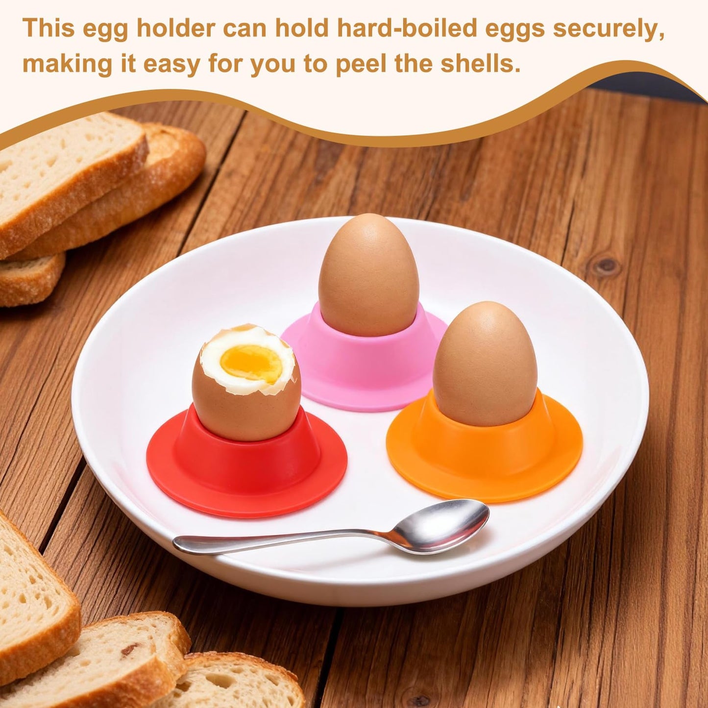 uxcell 4 Pack Soft Boiled Egg Holder, Nonstick Silicone Egg Poacher Cups Poached Cups Kitchen Breakfast Gadget for Microwave Air Fryer Stove Top Cooking Boiled Poached, Orange