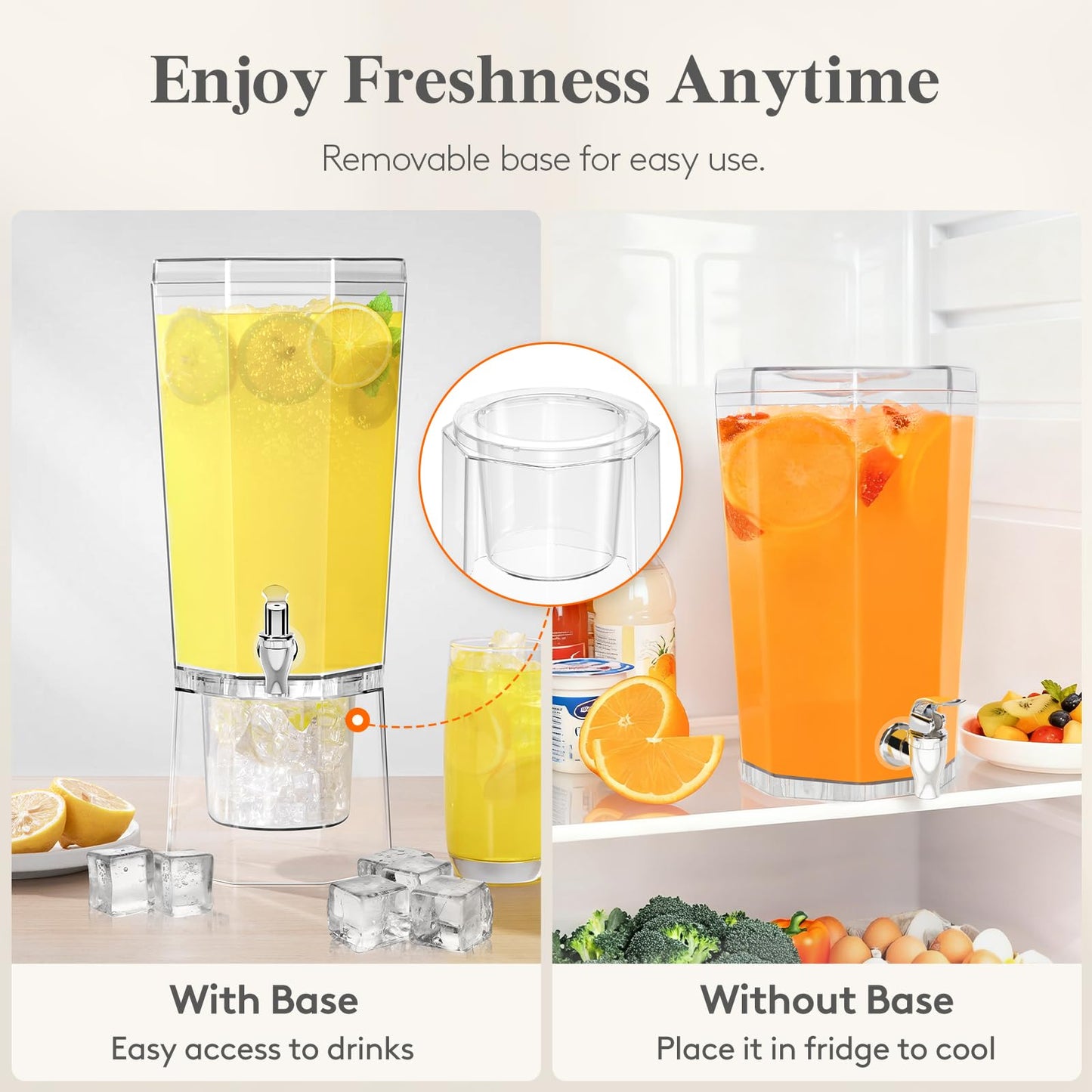 Lifewit 1 Gallon Drink Dispenser for Parties 2 Pcs, 4L Plastic Beverage Container with Stand for Juice/Tea/Soda & Lemonade, Clear Water Pitcher with Spigot for Mimosa Bar Hosting 39 x 16 cm/15x6"