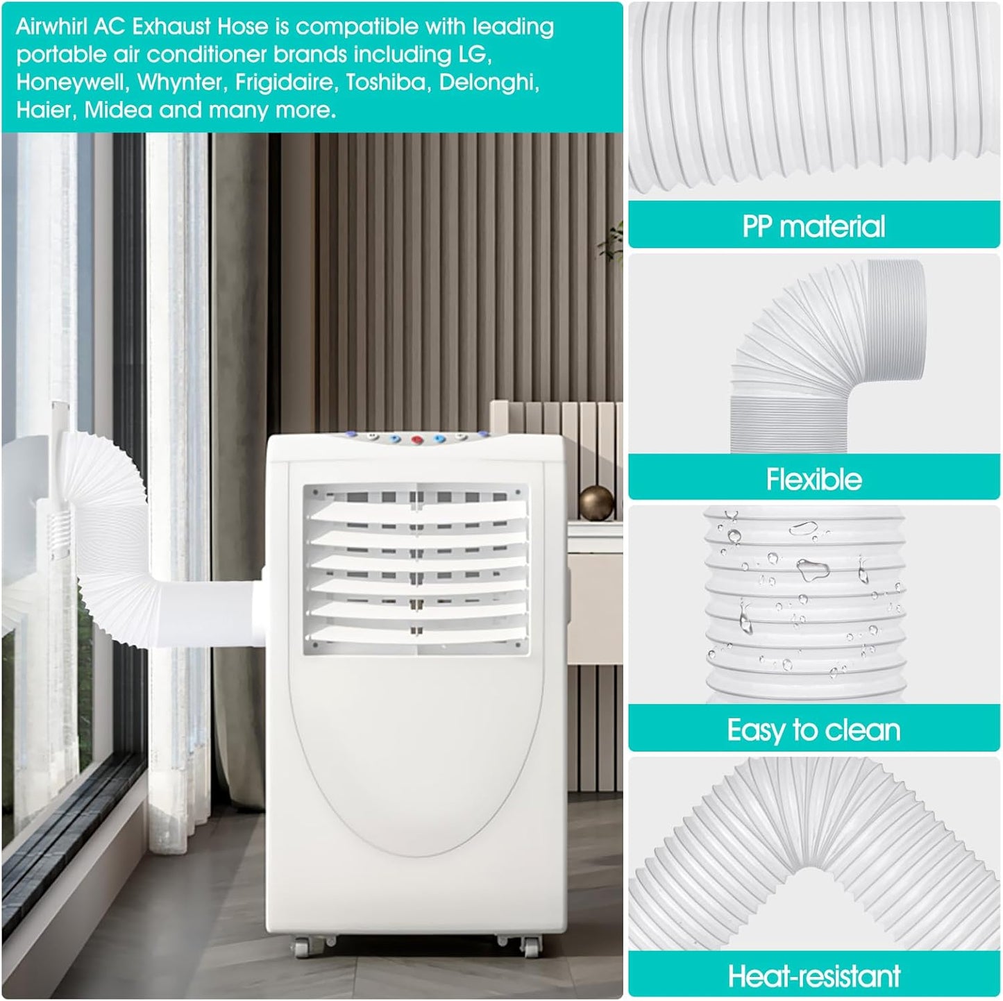 Portable Air Conditioner Hose, 5.1" Diameter & 80" Length, AC Exhaust Vent Hose, Universal Portable AC Hose Kit