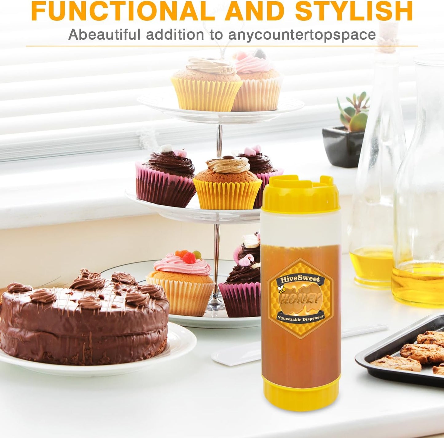 18 Oz Honey Dispenser Honey Dispenser No Drip For Home Kitchen Double Head Extrusion Syrup Dispenser