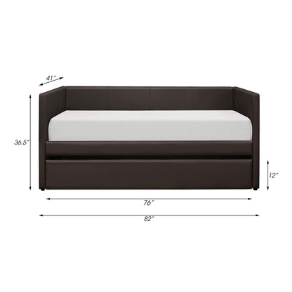 Lexicon Adeline Faux Leather Upholstered Daybed and Trundle, Twin, Brown