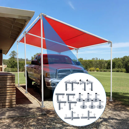 Frienda 6-Leg Lean-to Canopy Fittings for 1-3/8" Pipes, 18 Pcs Lean to Carport Frame Connectors Kit DIY Project for Slant Roof Carport, Shed, Gazebo, Greenhouse, Shelter Deck, Pipes Not Included