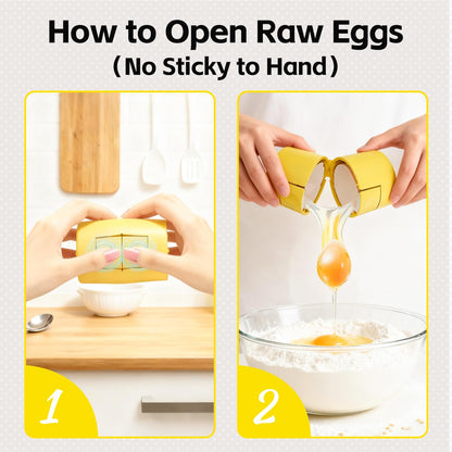 Upgraded 2 in 1 Egg Shell Opener, Hard Boiled Egg Peeler Cracker with Piercer, Cute Egg Separator for Raw Eggs, Home Kitchen Gadgets Tool, 1 Pack