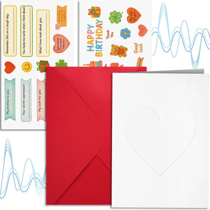 Top Life Recordable Greeting Card - Unmatched 60-Second Custom Voice Message - Embossed Heart Cover and Sticker Sheets - DIY Talking Card with Red Envelope for Birthday, Wedding, Anniversary