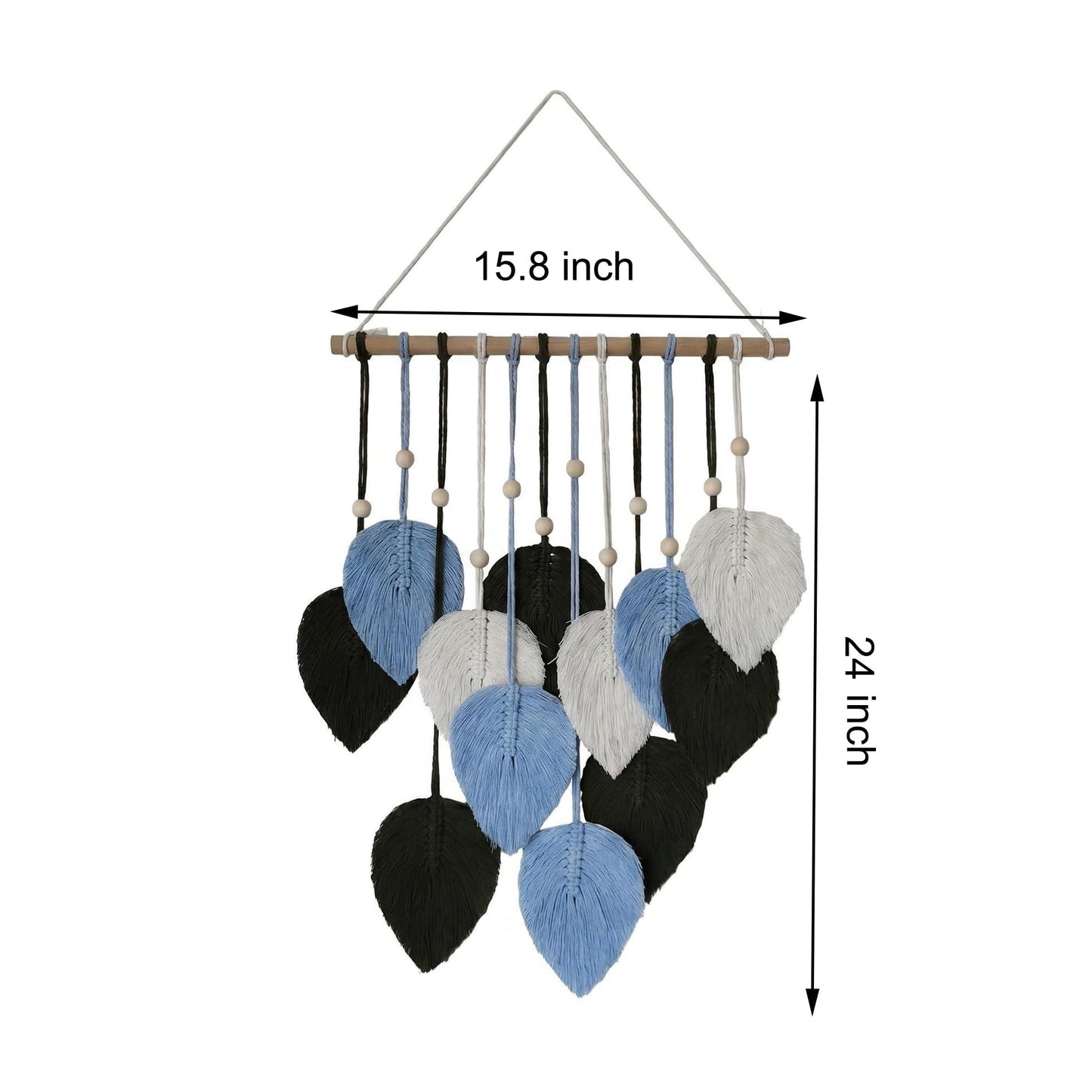 Jditngp DIY Macrame Leaf Wall Hanging Beginners Boho Wall Leaf Tapestry Kit Handmade Woven Tapestry Feather Wall Hanging DIY Macrame Kit for Adults Birthday Gift DIY Craft Kits 15.8" (Green,Blue)