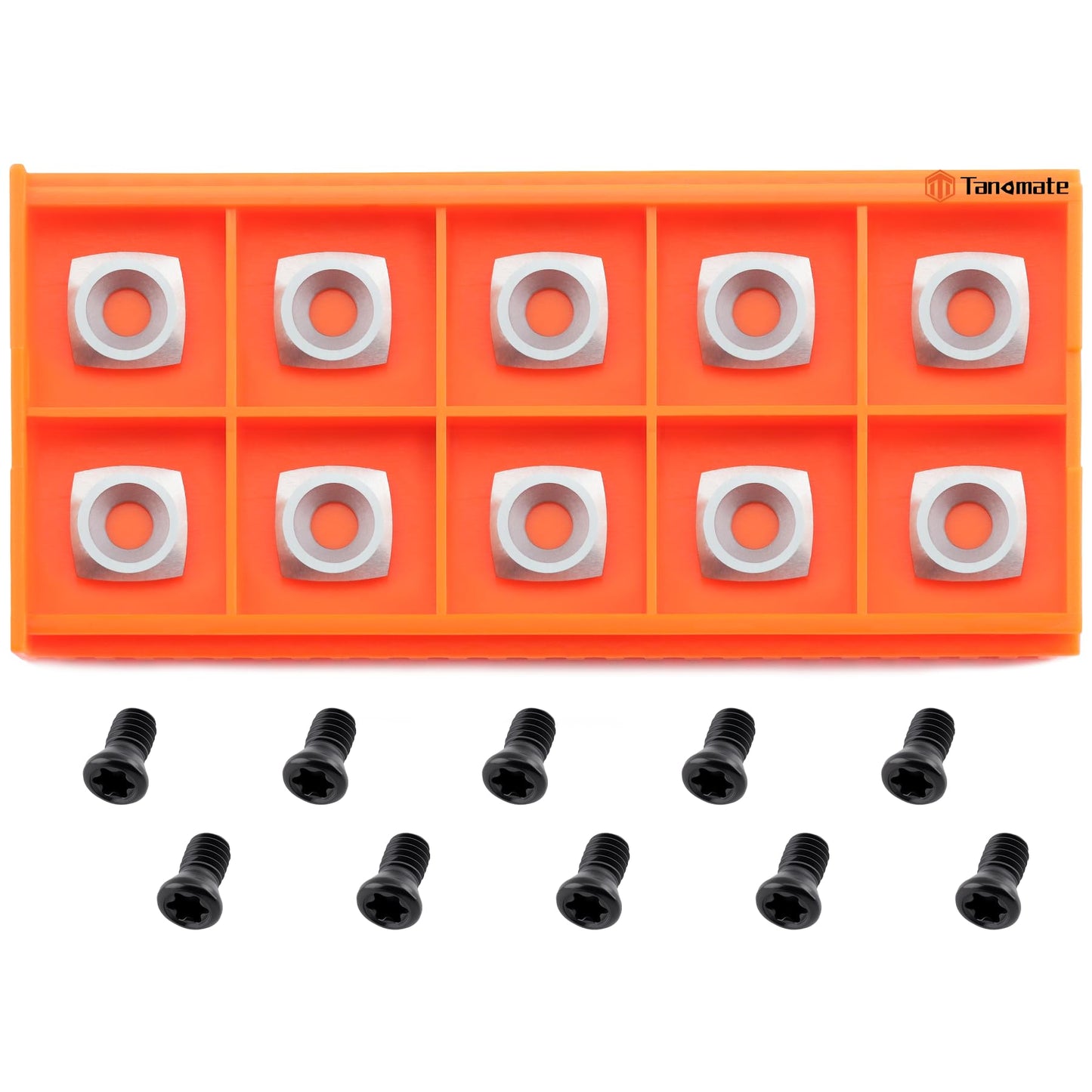 TANOMATE Negative Rake 11x11x2.0mm-R50 with Screws Carbide Replacement Inserts Cutter for Woodturning Lathe Tools.