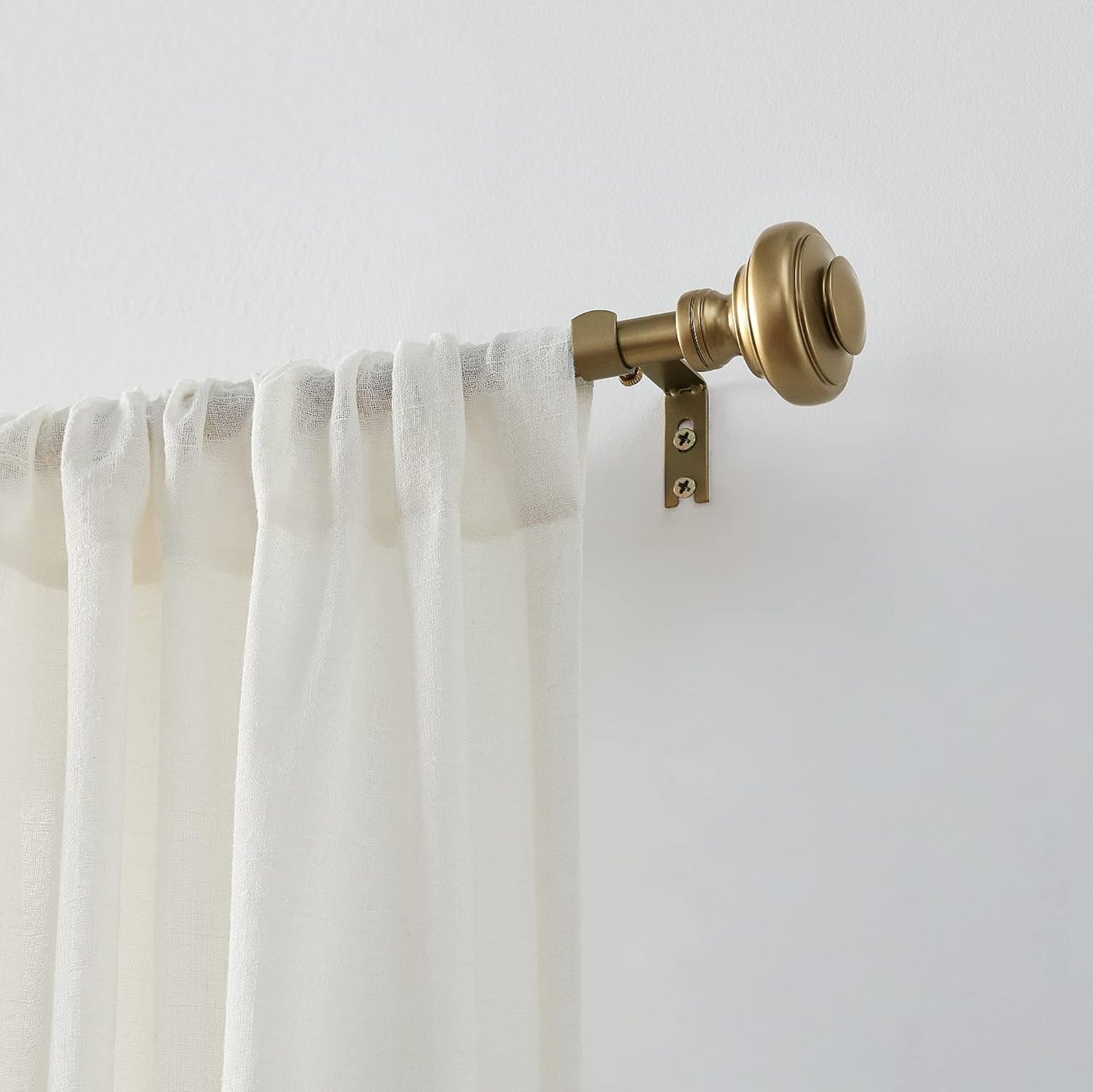 MODE Simplicity Collection 5/8" Diameter Curtain Rod Set with Doorknob Finials, Adjustable Gold