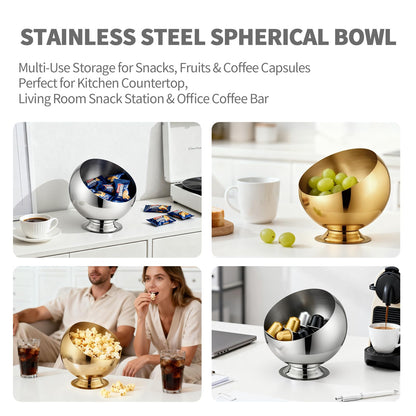 shoxil Coffee Pod Holder - Large Capacity Metal K Cup serve for Nespresso Pod Storage Container with Silver Finish, Multi-Use Creamer & Candy Bowl for Countertop, Coffee Bar Accessories(Silver)