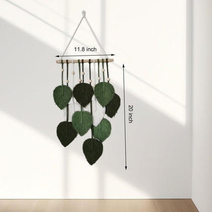 Jditngp DIY Macrame Leaf Wall Hanging Beginners Boho Wall Leaf Tapestry Kit Handmade Woven Tapestry Feather Wall Hanging DIY Macrame Kit for Adults Birthday Gift DIY Craft Kits 11.8inch (Green)